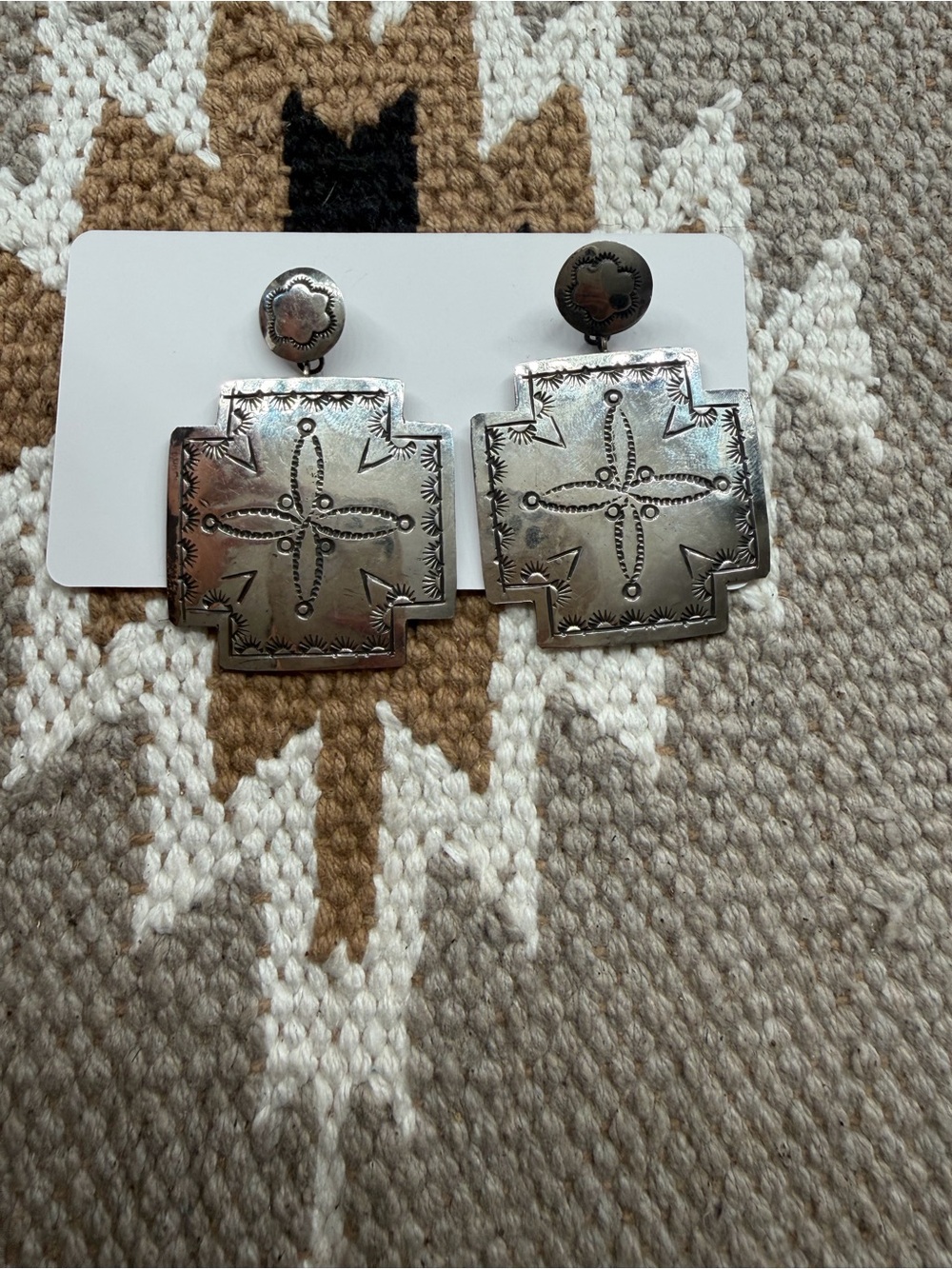 Native silver cross earrings